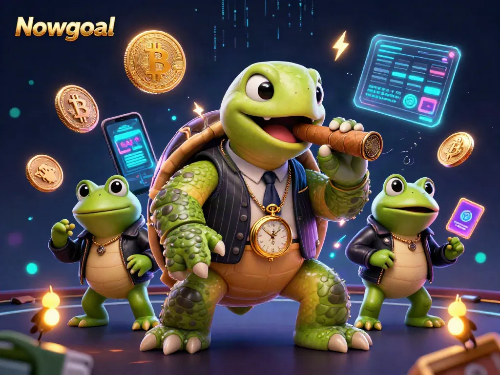 Nowgoal showcases an engaging cartoon scene with a snapping turtle and bullfrog enforcers, illustrating the thrill of gambling.