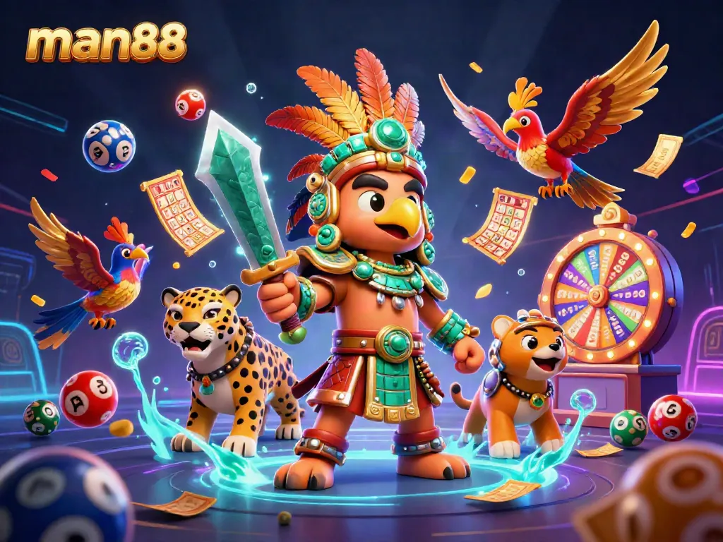 Experience thrilling moments at man88 with a vibrant casino scene filled with dynamic gaming elements.
