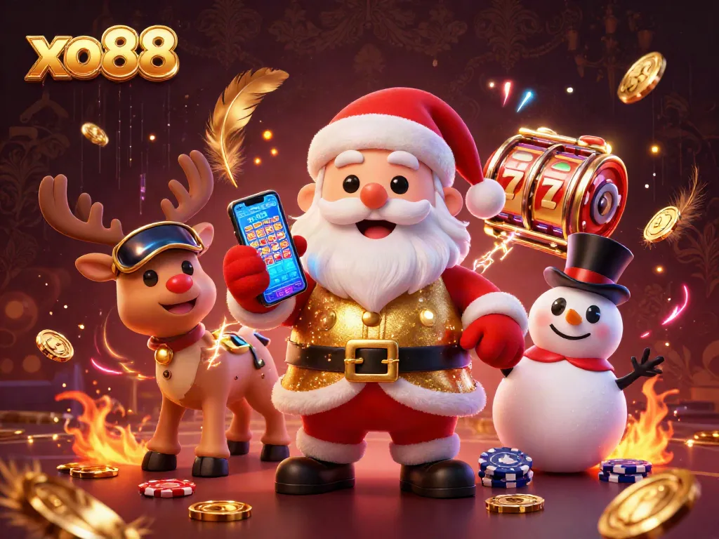 Experience the thrill of xo88 casino slots with festive characters in a rich, dynamic environment.