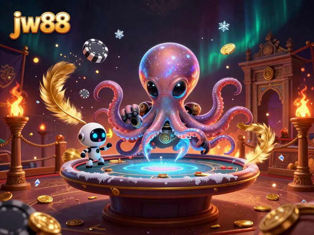 Engage with dynamic poker action in jw88's vibrant, 3D alien casino environment.