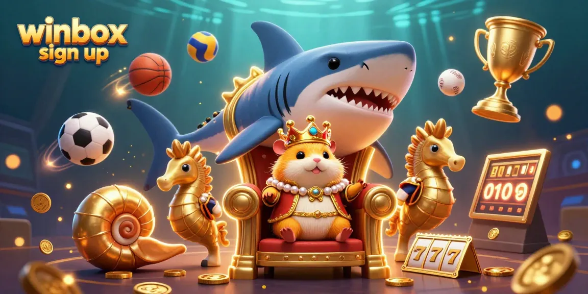 Winbox sign up offers access to an exciting underwater casino world with a hamster king, sports elements, and vibrant action.