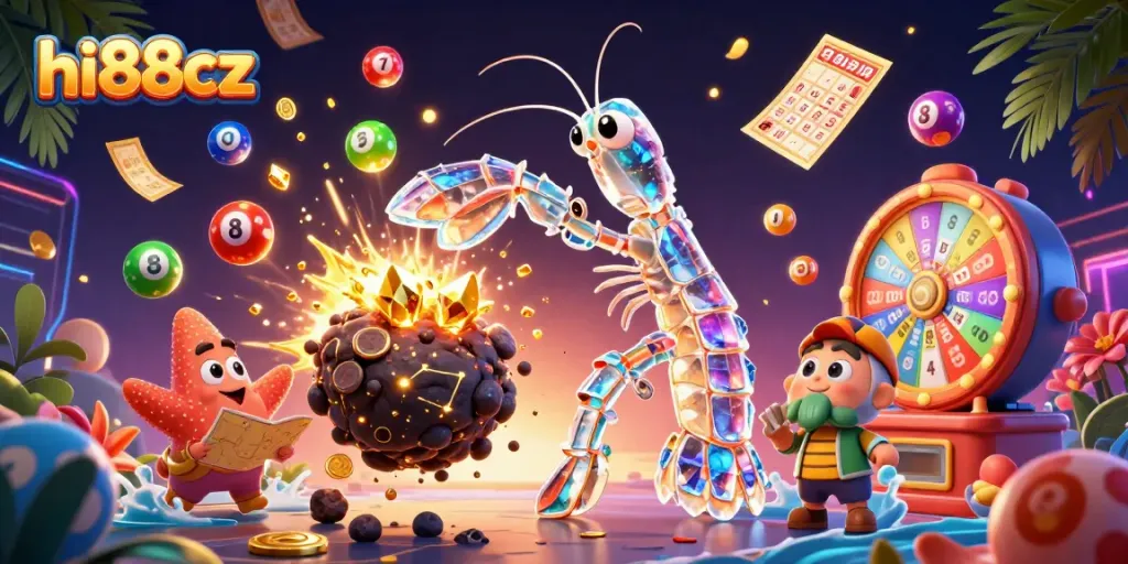 Experience excitement at hi88cz with a dynamic 3D illustration of gaming fun and winning opportunities.