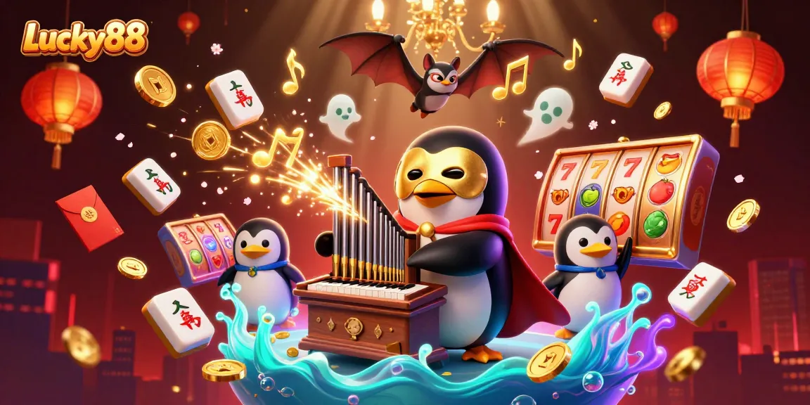 Engage with Lucky88's vibrant casino world featuring playful characters and dynamic gaming elements.