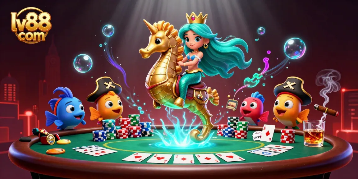 Experience energy at lv88 com with advanced poker action illustration featuring a mermaid princess.