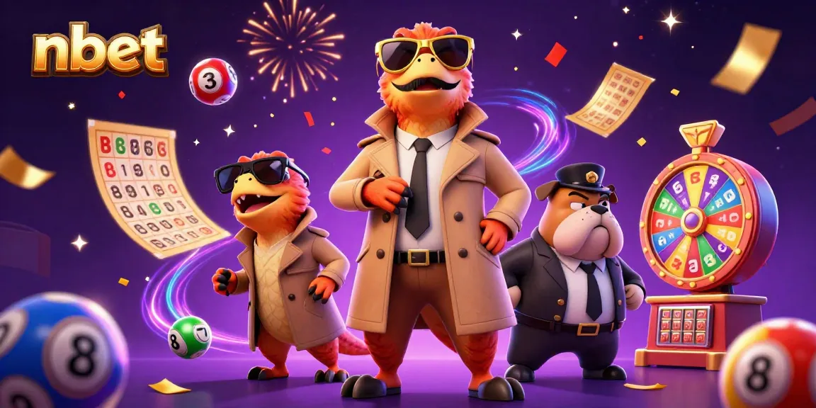 Engage with nbet's exciting world as colorful lottery balls bounce amid a cartoon dinosaur scene.