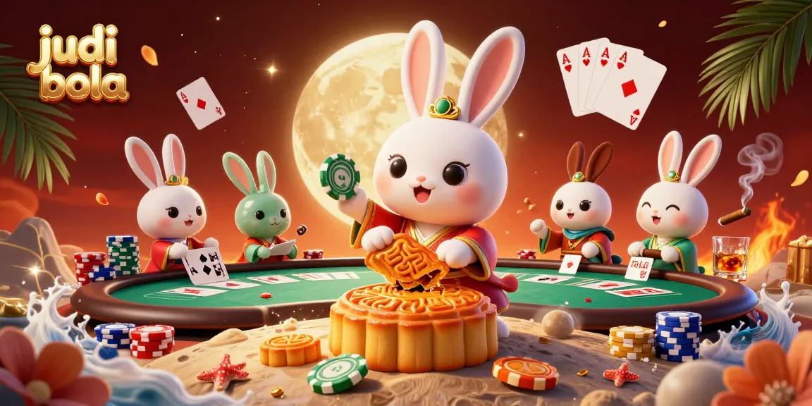 Experience the thrill of judi bola betting with dynamic poker activities featuring enchanting moon characters.