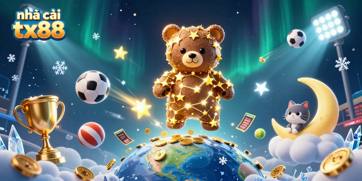 Engage in thrilling games with nhà cái tx88 featuring an energetic celestial scene of stars and sports.