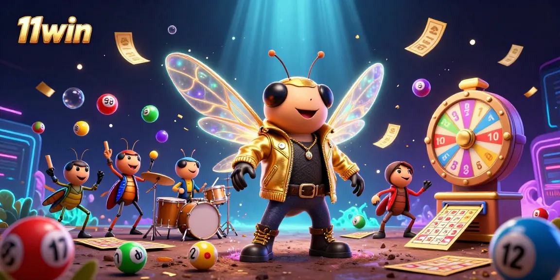 Engage with lottery excitement at 11win with 3D characters amidst vibrant gaming elements.